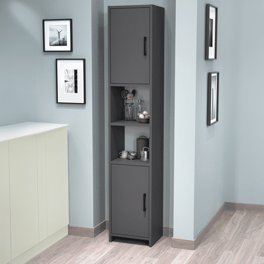 Armário alto Rautrina para banho com 2 portas 180x35x30 cm - Antracite en.casa