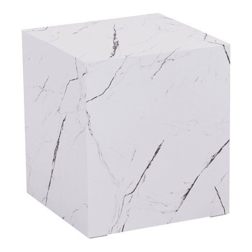 Mesa de apoio Ellelu cubo MDF 45x40x40cm Aspeto mármore branco en.casa