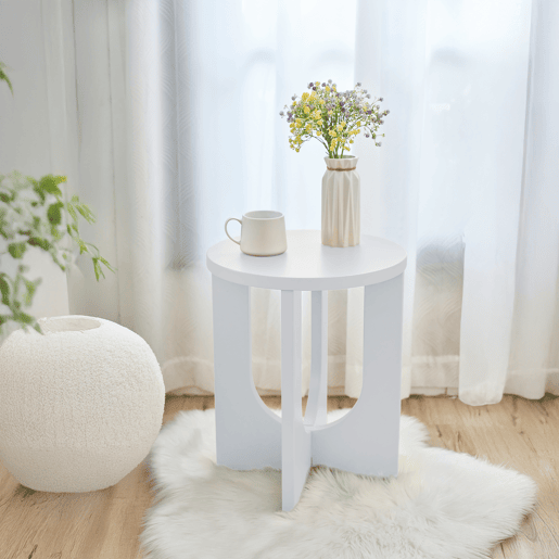 Mesa de apoio Kysdajore redonda 50xØ40 cm Branco en.casa
