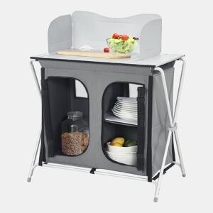 Cozinha de campismo com 3 prateleiras Tullinge 105 x 80 x 51 cm Cinzento escuro Resistente ao vento en.casa