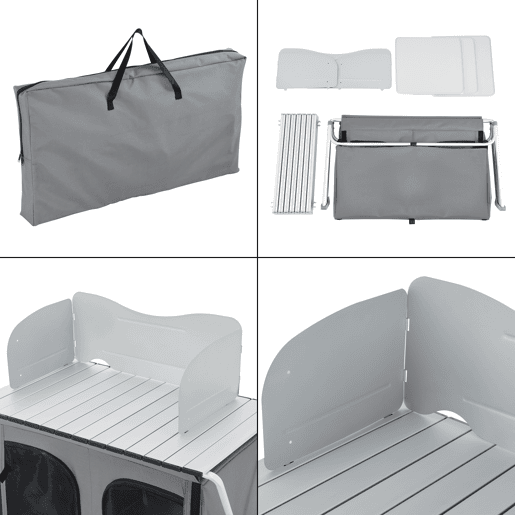 Cozinha de campismo com 3 prateleiras Tullinge 105 x 80 x 51 cm Cinzento escuro Resistente ao vento en.casa