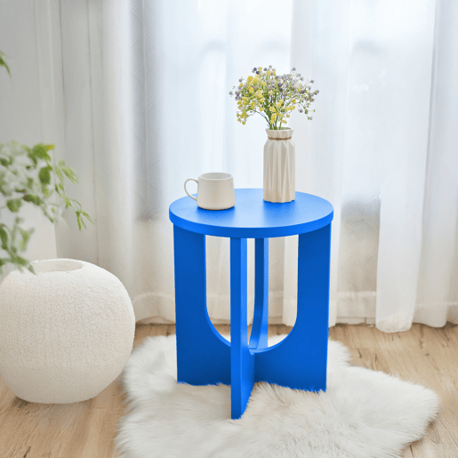 Mesa de apoio Kysdajore redonda 50xØ40 cm Azul real en.casa