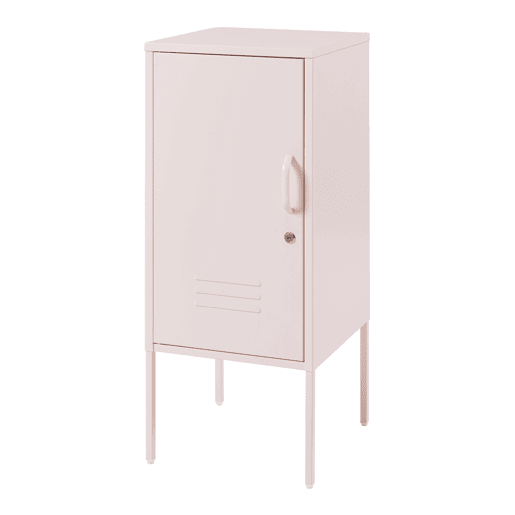 Armário de cabeceira Hausjärvi com porta 82x35x35 cm aço - Cor-de-rosa en.casa