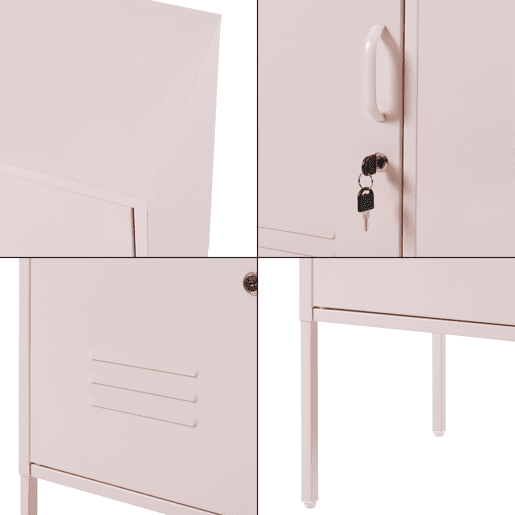 Armário de cabeceira Hausjärvi com porta 82x35x35 cm aço - Cor-de-rosa en.casa
