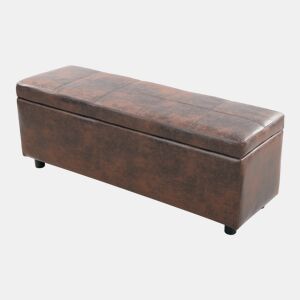 Banco de arrumação Bukit imitação de camurça 118x37x43 cm Castanho en.casa