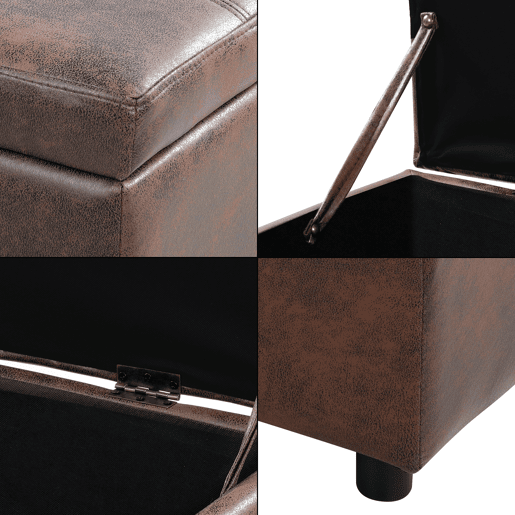 Banco de arrumação Bukit imitação de camurça 118x37x43 cm Castanho en.casa