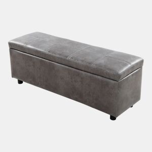 Banco de arrumação Bukit imitação de camurça 118x37x43 cm cinzenta en.casa