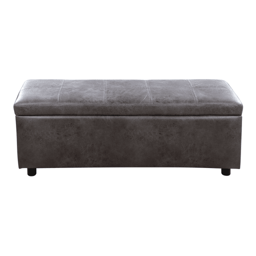 Banco de arrumação Bukit imitação de camurça 118x37x43 cm cinzenta en.casa