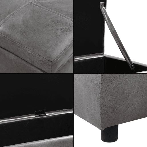 Banco de arrumação Bukit imitação de camurça 118x37x43 cm cinzenta en.casa