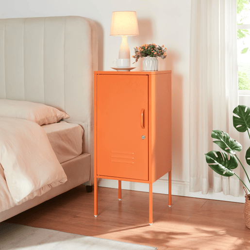 Armário de cabeceira Hausjärvi com porta 82x35x35 cm aço - Laranja en.casa