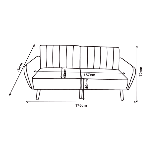 Sofá-cama Malå com função reclinável 175x70x72 cm Cinzento en.casa