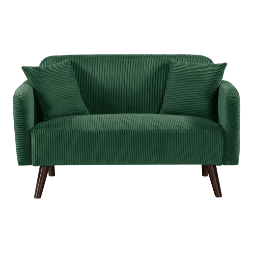 Sofá de 2 lugares Midt de cordão estofado 132 x 70 x 81 cm com pés de madeira - Verde en.casa