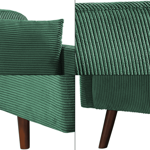 Sofá de 2 lugares Midt de cordão estofado 132 x 70 x 81 cm com pés de madeira - Verde en.casa