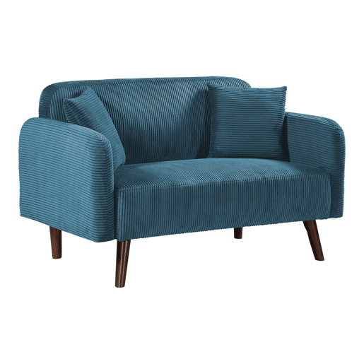 Sofá de 2 lugares Midt de cordão estofado 132 x 70 x 81 cm com pés de madeira - Azul en.casa