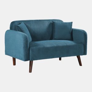 Sofá de 2 lugares Midt de cordão estofado 132 x 70 x 81 cm com pés de madeira - Azul en.casa