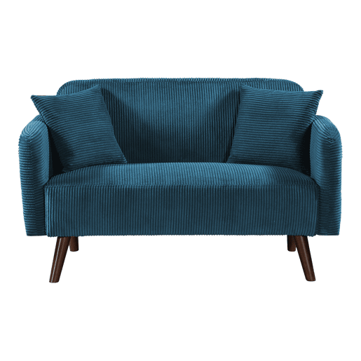 Sofá de 2 lugares Midt de cordão estofado 132 x 70 x 81 cm com pés de madeira - Azul en.casa