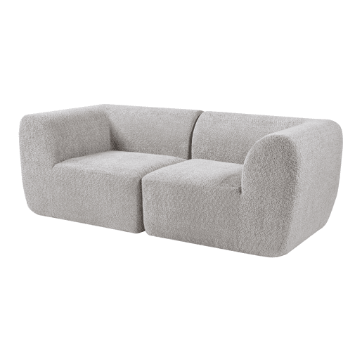 Sofá modular de 2 lugares Hurvas bouclé - Cinzento en.casa