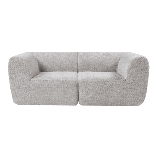 Sofá modular de 2 lugares Hurvas bouclé - Cinzento en.casa
