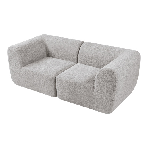 Sofá modular de 2 lugares Hurvas bouclé - Cinzento en.casa
