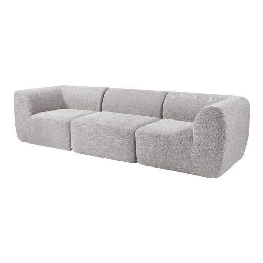 Sofá modular de 3 lugares Hurvas bouclé - Cinzento en.casa Sofá modular de 3 lugares Hurvas bouclé - Cinzento en.casa