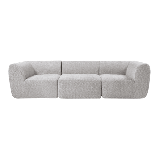 Sofá modular de 3 lugares Hurvas bouclé - Cinzento en.casa Sofá modular de 3 lugares Hurvas bouclé - Cinzento en.casa