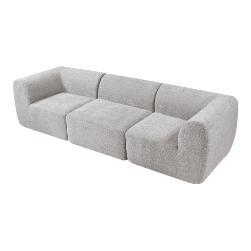 Sofá modular de 3 lugares Hurvas bouclé - Cinzento en.casa Sofá modular de 3 lugares Hurvas bouclé - Cinzento en.casa