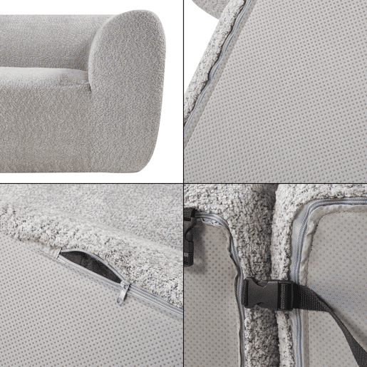 Sofá modular de 3 lugares Hurvas bouclé - Cinzento en.casa Sofá modular de 3 lugares Hurvas bouclé - Cinzento en.casa