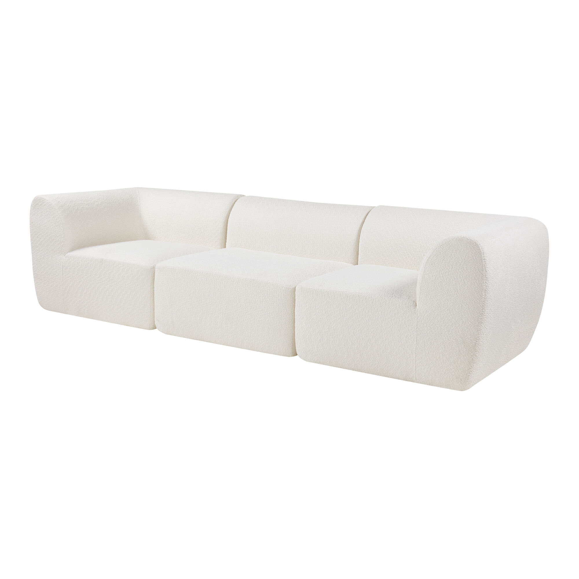 Sofá modular Hurvas de 3 plazas bouclé Blanco
