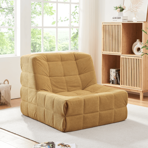 Cadeira de chão Koskyvn têxtil 75x90x100 cm - Amarelo en.casa