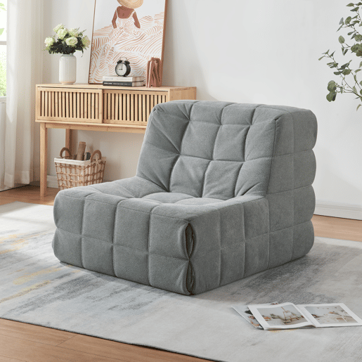 Cadeira de chão Koskyvn têxtil 75x90x100 cm - Cinzento en.casa
