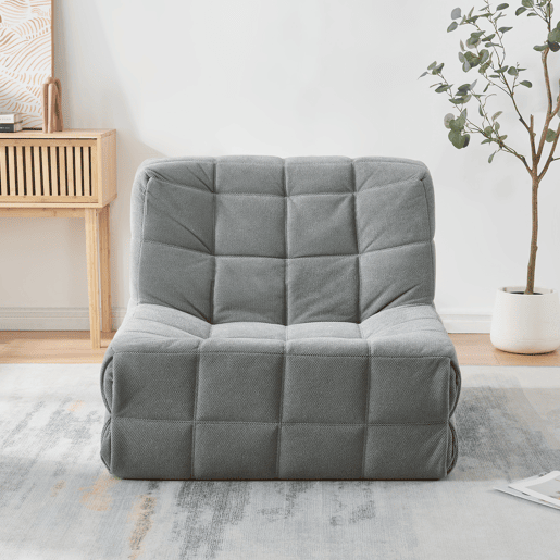 Cadeira de chão Koskyvn têxtil 75x90x100 cm - Cinzento en.casa