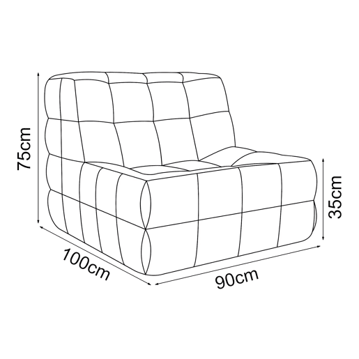 Cadeira de chão Koskyvn têxtil 75x90x100 cm - Cinzento en.casa