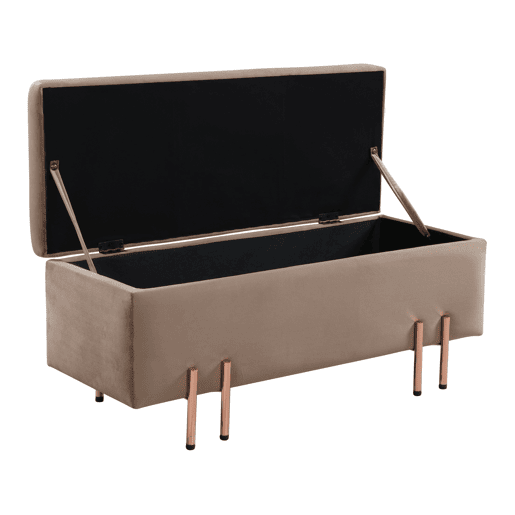 Arca de assento Dals veludo pernas metálicas 118 x 40 x 42 cm - Castanho en.casa