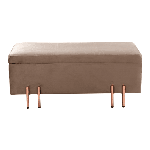 Arca de assento Dals veludo pernas metálicas 118 x 40 x 42 cm - Castanho en.casa
