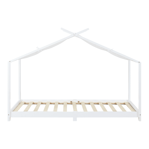 Cama de criança Brome Forma casita com teto de pinho 90 x 200 cm - Branco en.casa
