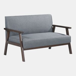 Sofá estofado de 2 lugares Kinda com estrutura de madeira 121 x 69 x 75 cm Cinzento