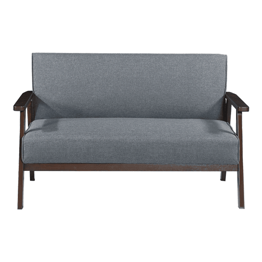 Sofá estofado de 2 lugares Kinda com estrutura de madeira 121 x 69 x 75 cm Cinzento