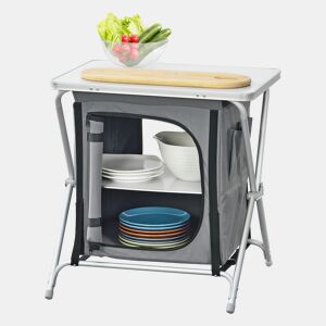 Cozinha de campismo com 2 prateleiras Tullinge 64 x 60 x 45 cm cm Cinzento escuro Resistente ao vento en.casa