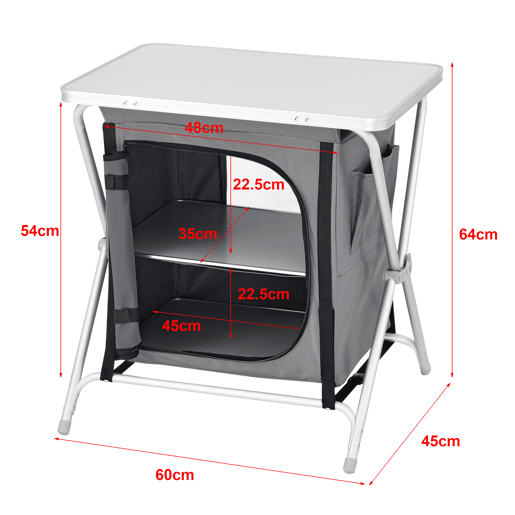 Cozinha de campismo com 2 prateleiras Tullinge 64 x 60 x 45 cm cm Cinzento escuro Resistente ao vento en.casa