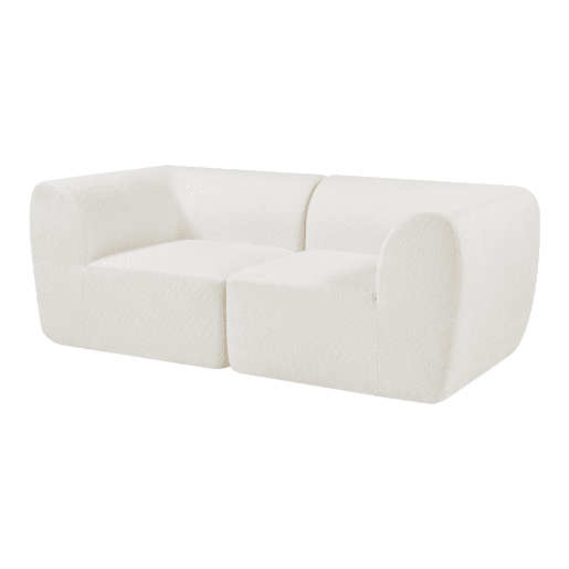 Sofá modular de 2 lugares Hurvas bouclé - Branco creme en.casa