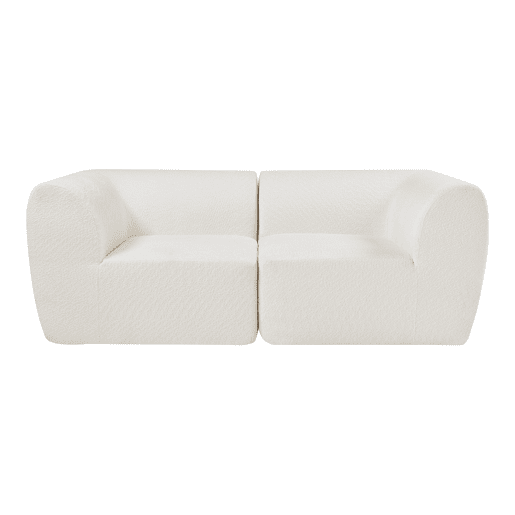 Sofá modular de 2 lugares Hurvas bouclé - Branco creme en.casa