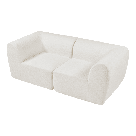Sofá modular de 2 lugares Hurvas bouclé - Branco creme en.casa