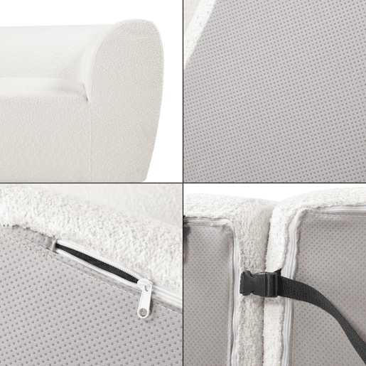 Sofá modular de 2 lugares Hurvas bouclé - Branco creme en.casa