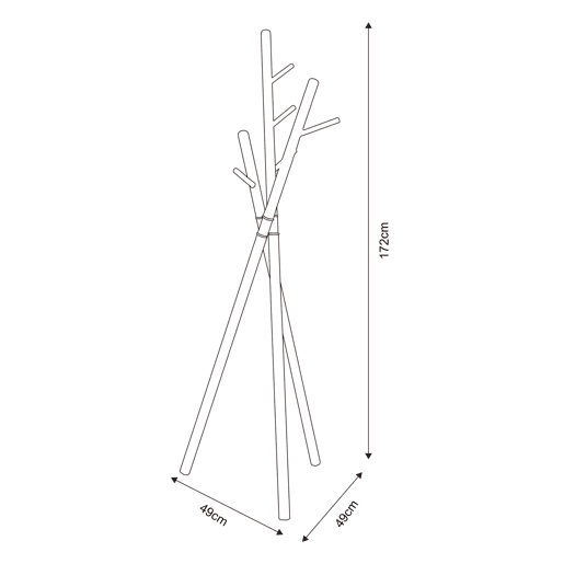 Bengaleiro Laerdal 172x49x49 cm aço brancomadeira en.casa