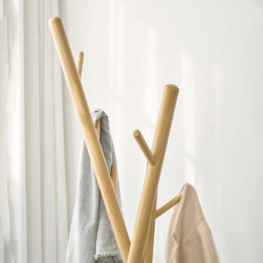 Bengaleiro Laerdal 172x49x49 cm aço brancomadeira en.casa