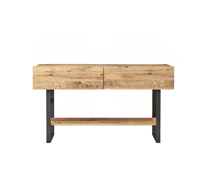 Consola con 2 puertas abatibles y 1 estante en decoración de pino atlántico - l138,8 cm