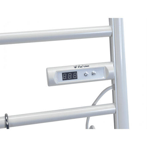 Toalheiro eléctrico alto em forma de escada. Visor LED com temperatura ambiente. Função de secagem da toalha 2 horas.