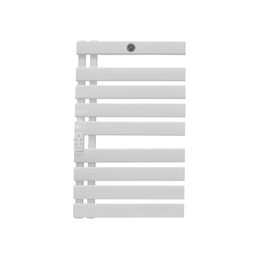 Toalheiros eléctricos com protecção IP24 e 425 W. Actua como secador de toalhas. aquecedor de roupa e, ao mesmo tempo, suportará o seu sistema de aquecimento. Tem controlo WiFi e um visor LED com termóstato semanal. Fabricado em alumínio preto médio