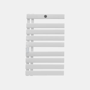 Toalheiros eléctricos com protecção IP24 e 425 W. Actua como secador de toalhas. aquecedor de roupa e, ao mesmo tempo, suportará o seu sistema de aquecimento. Tem controlo WiFi e um visor LED com termóstato semanal. Fabricado em alumínio preto médio