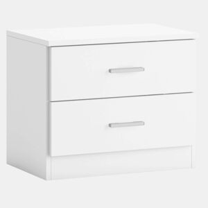 Mesa de cabeceira casal, 2 gavetas, branco fosco, quarto, quarto de casal, 50x42x33 cm